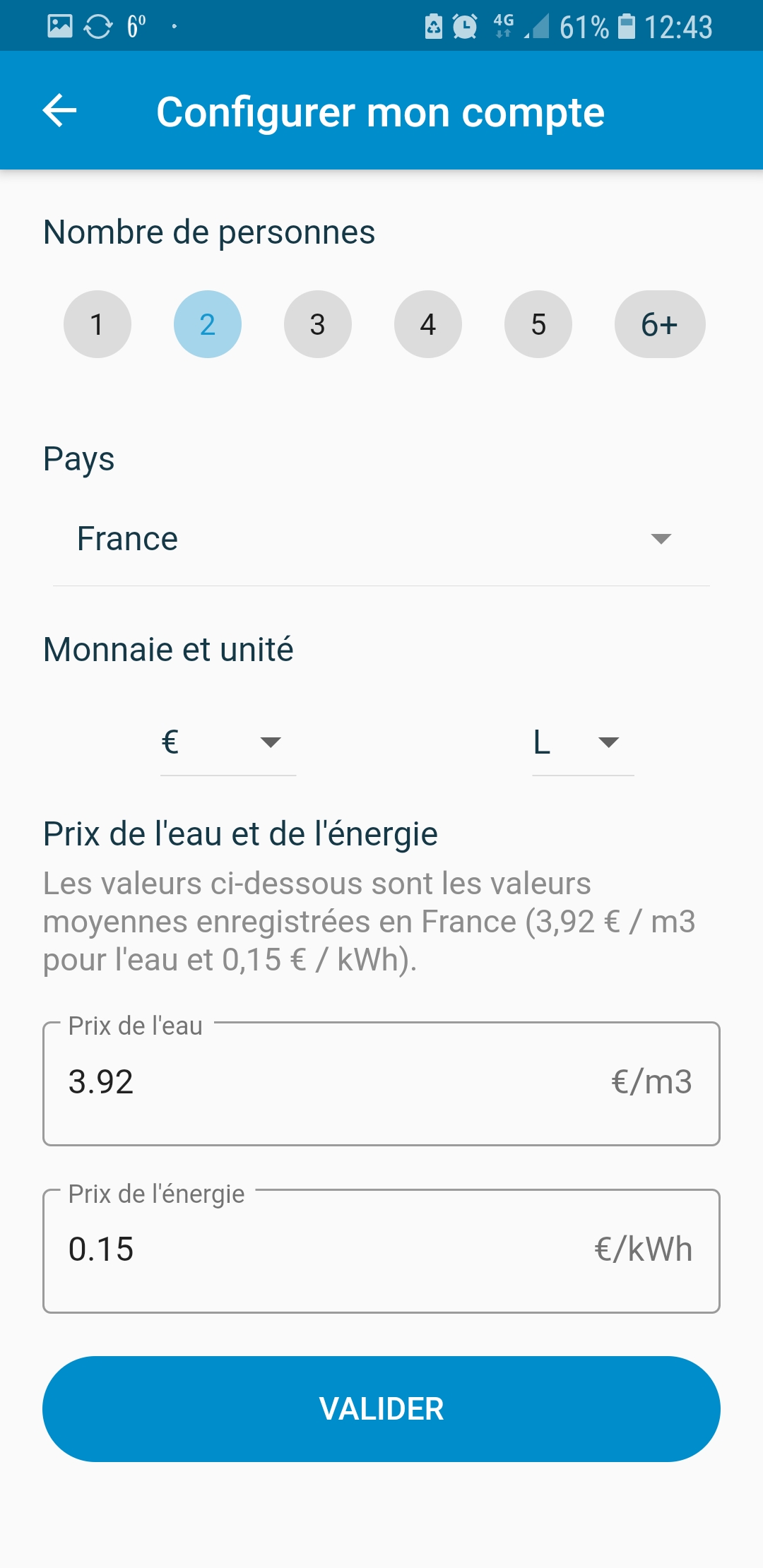 Paramètres de coûts